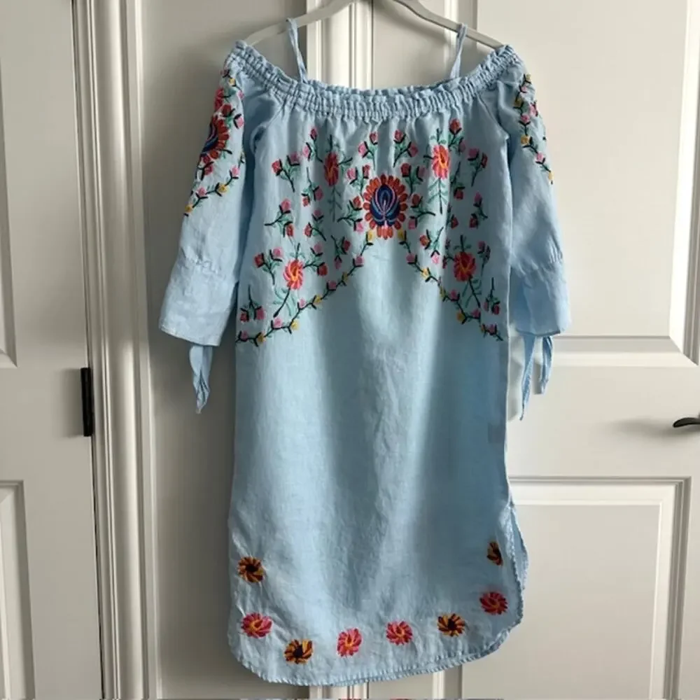100% Linen Philosophy Republic Clothing Embroidered Dress Size: Small - Picture 1 of 11